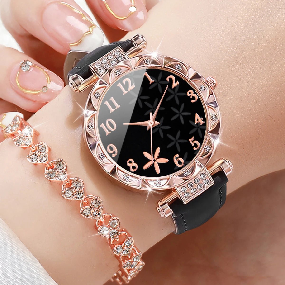 2PCS/Set Heart Bracelet Quartz Watch