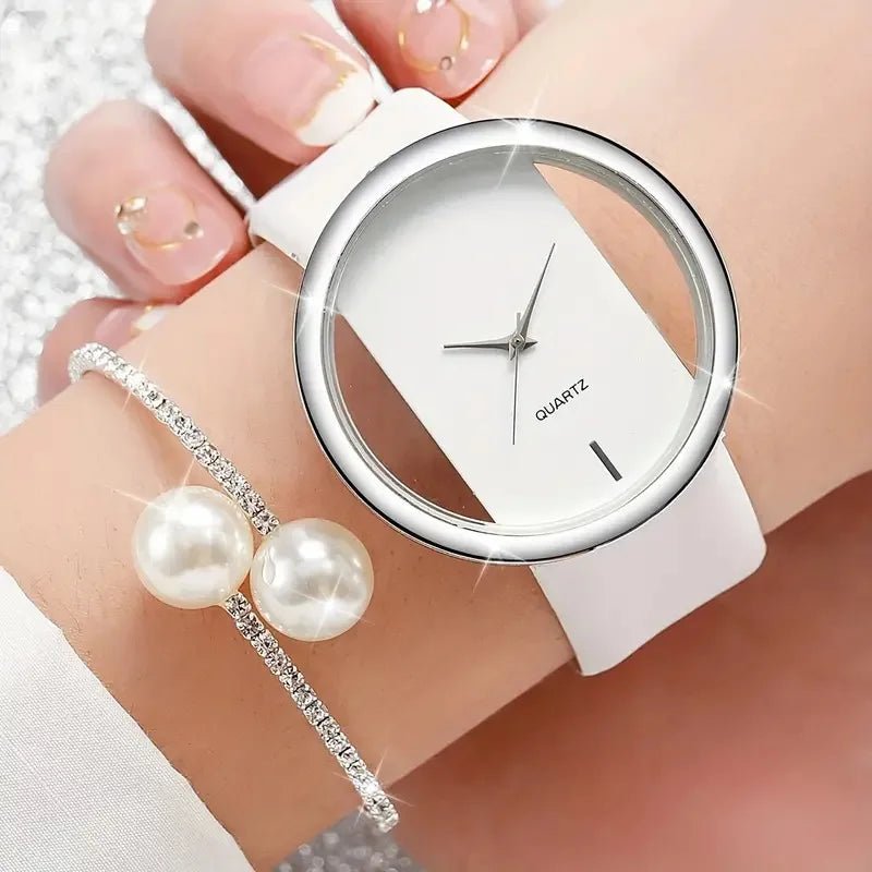 2pcs/set Women's Watch Casual Hollow Out Quartz Watch