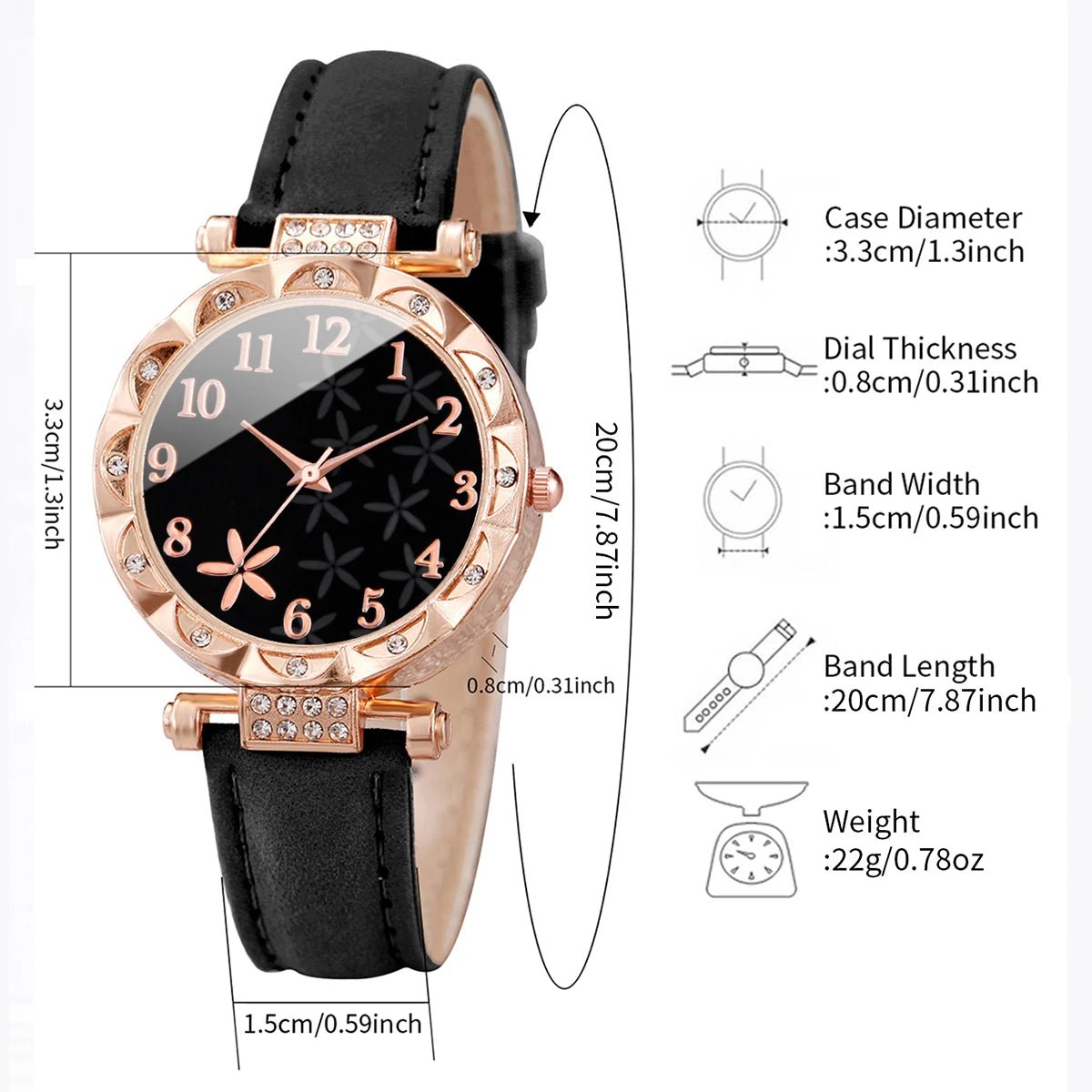 2PCS/Set Heart Bracelet Quartz Watch